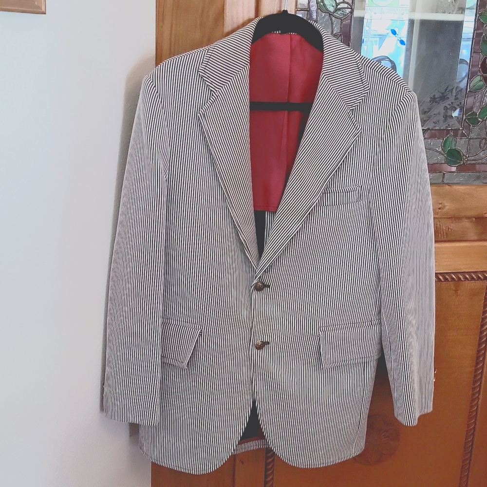 🍃Derby of San Francisco men's blazer jacket strips 38/S
